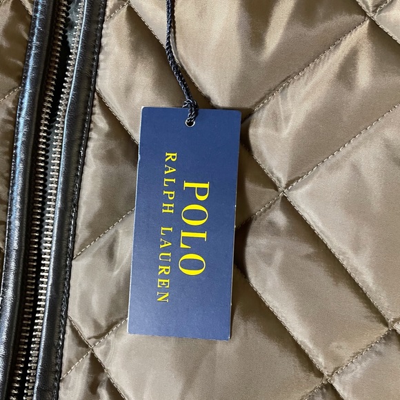 NWT Polo Ralph Lauren Belted Quilted Jacket Leather Trim - Picture 13 of 16